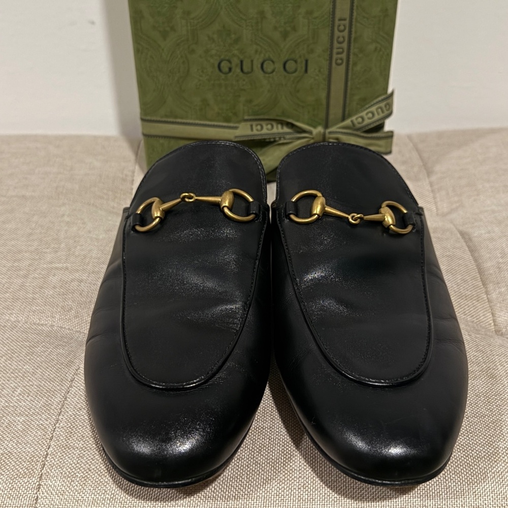 Authentic Gucci Princetown Loafer Mule Slipper Black Leather W EU39.5/US8-8.5 - Picture 4 of 9